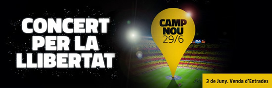 Concert per la Llibertat, al Camp Nou el 29 de juny